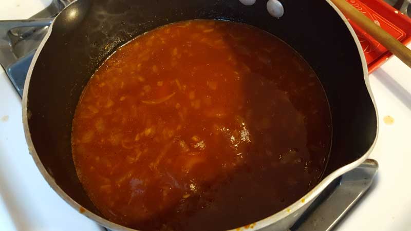 Sauce in a pot.