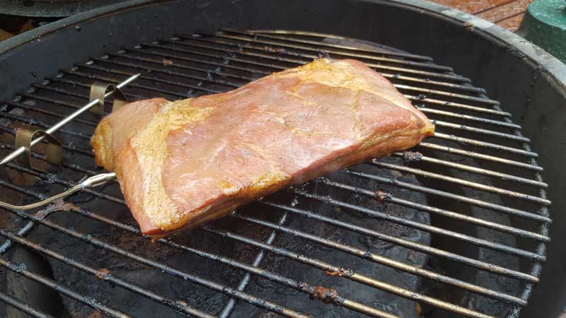 Smoked pork belly on the Big Green Egg