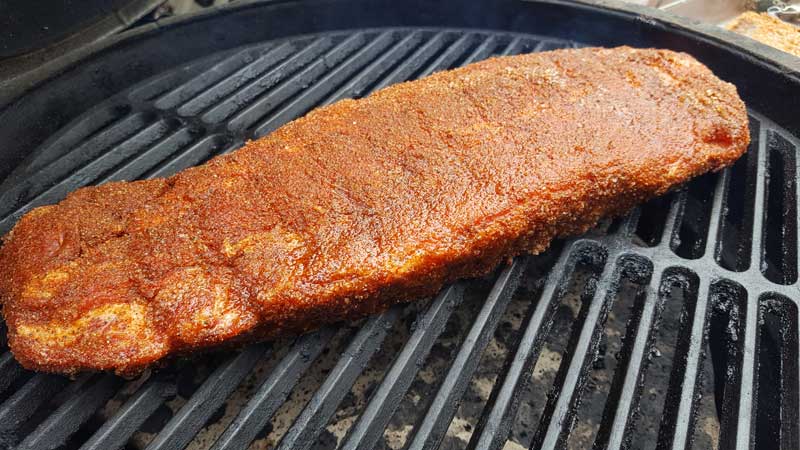 Rubbed ribs on the Big Green Egg