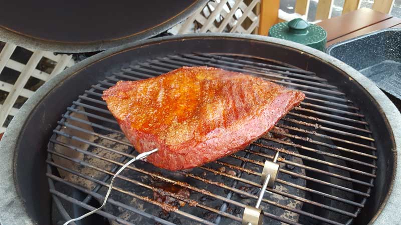 Coffee brisket with dual probe thermometer.