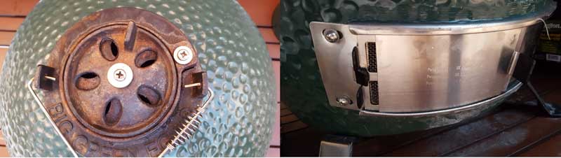 Flywheel and trap door settings on the Big Green Egg
