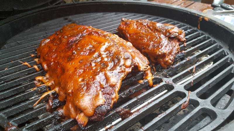 Baby back ribs with Cookie Butter sauce on the Big Green Egg