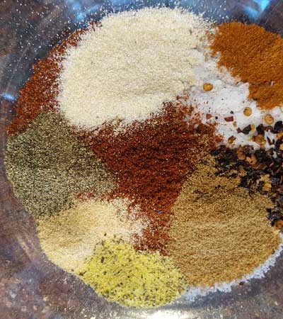 Fajita rub spices in a bowl.