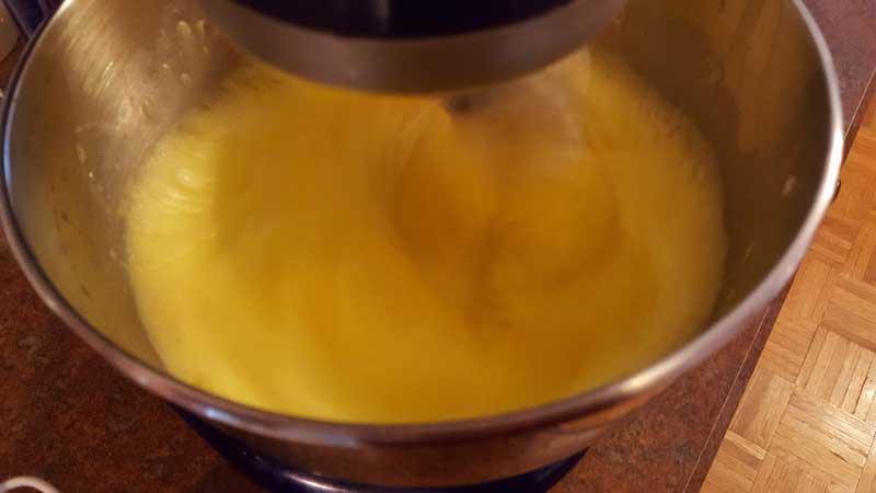 Eggs being blended.