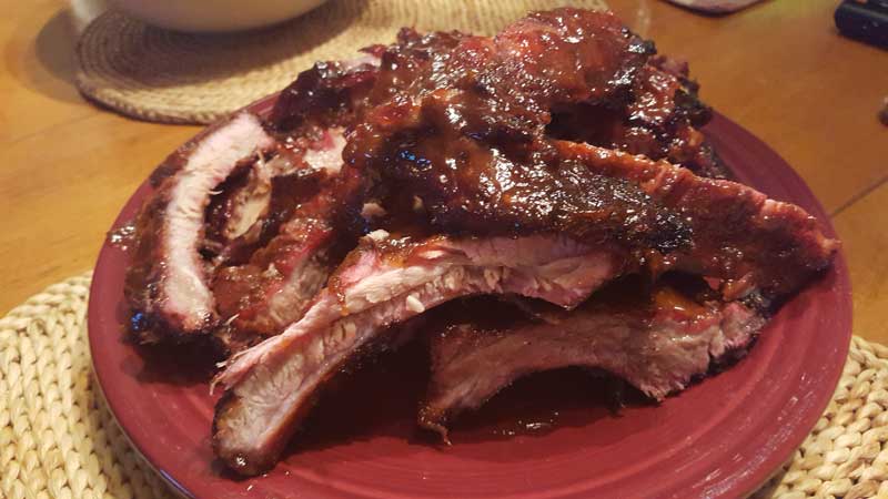 Guava Glazed Ribs on a plate.
