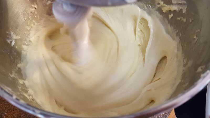 Flour mixture blended into milk mixture.