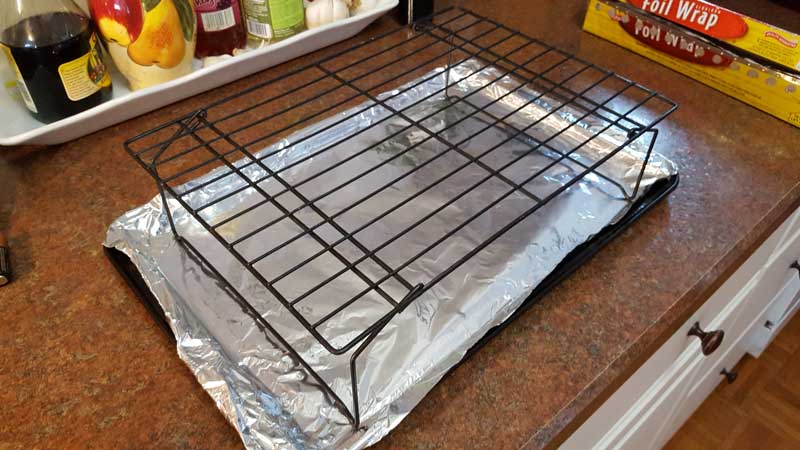 Cookie sheet covered in foil.