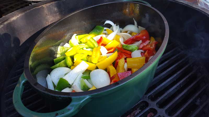 Peppers and onion in Dutch Oven