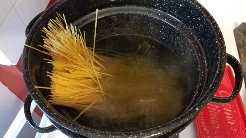 Spaghetti in a pot of water