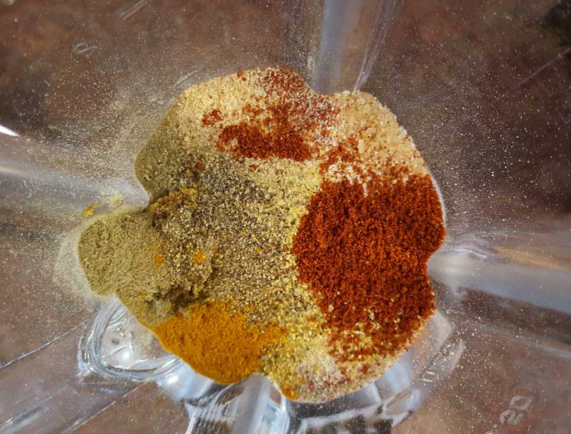 Spices in a food processor.