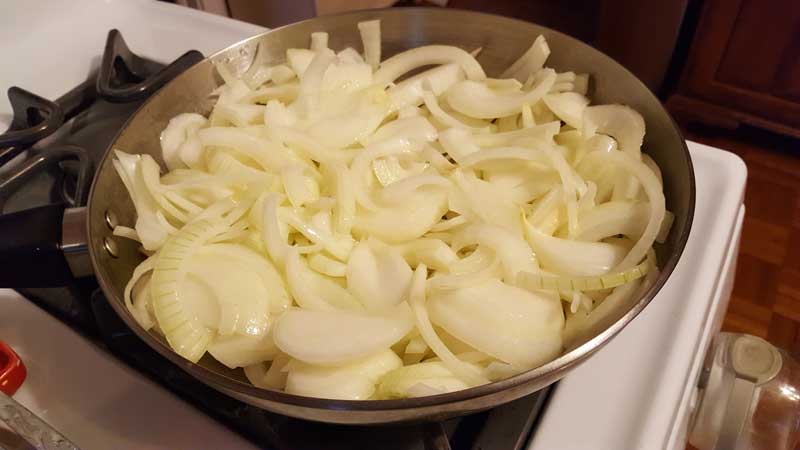 Onions in a pan